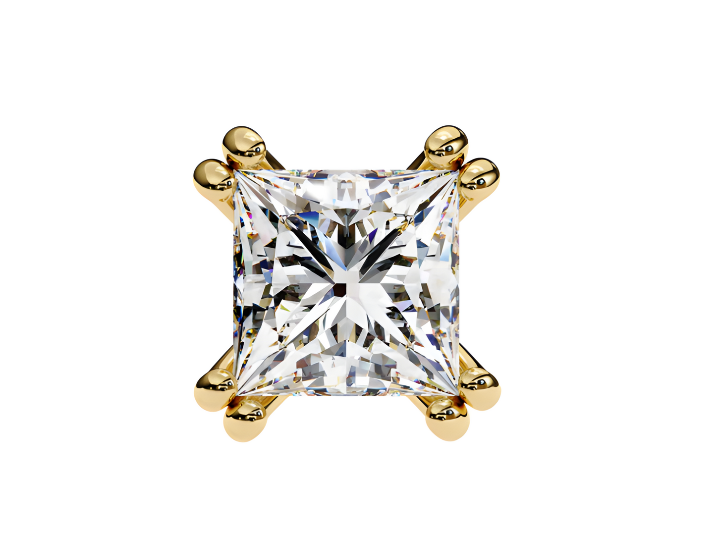 LGD Solitaire Ear Studs (2.42 cts) Princess  Stone DCER-9