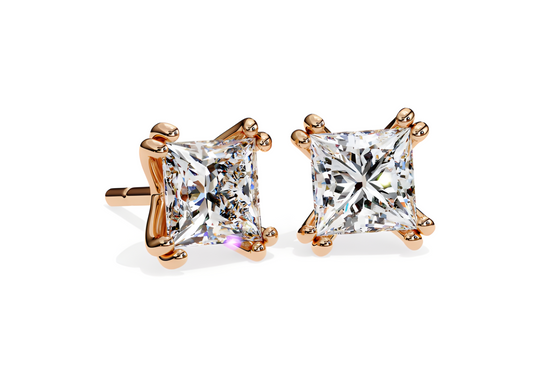 LGD Solitaire Ear Studs (2.42 cts) Princess  Stone DCER-9