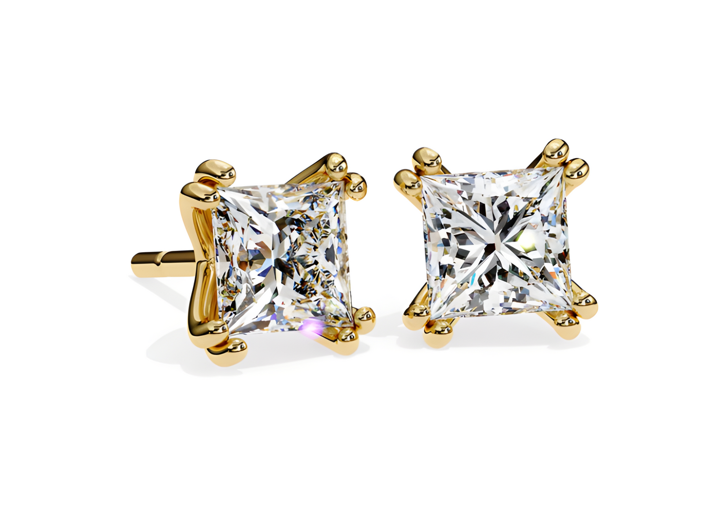 LGD Solitaire Ear Studs (2.42 cts) Princess  Stone DCER-9