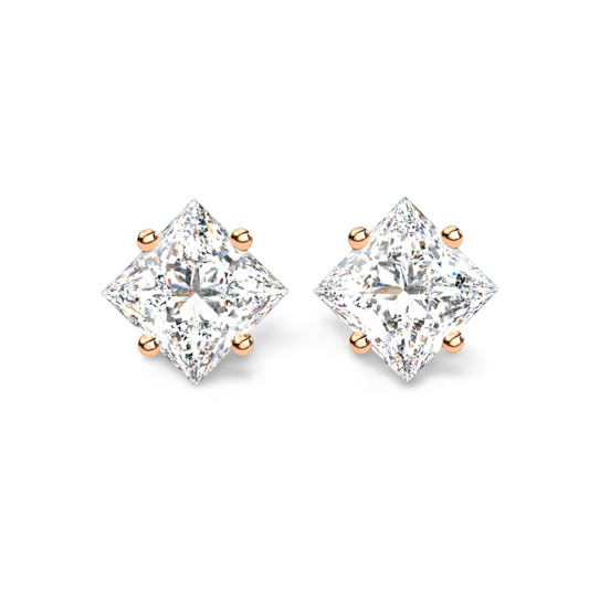 LGD Solitaire Ear Studs (2.10 cts) Princess Stone DCER-1