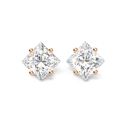 LGD Solitaire Ear Studs (2.10 cts) Princess Stone DCER-1