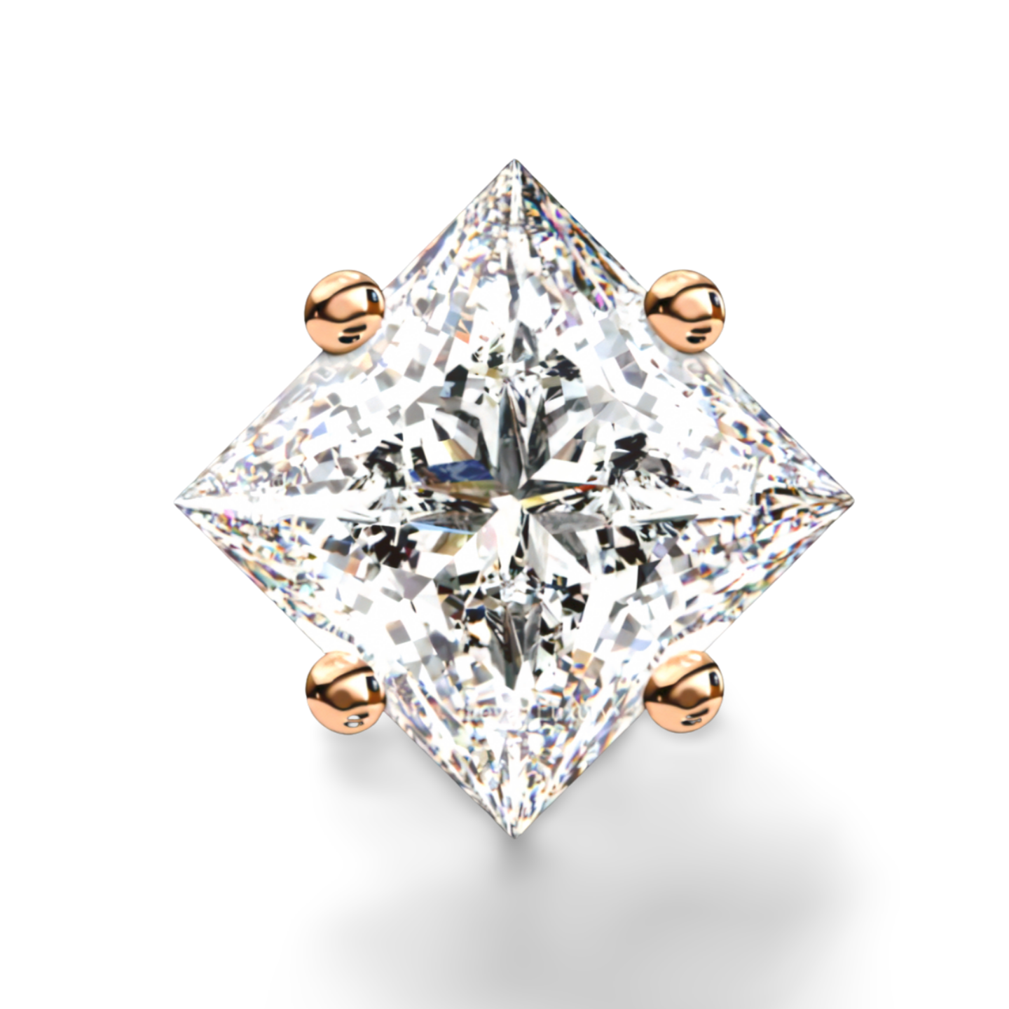 LGD Solitaire Ear Studs (2.10 cts) Princess Stone DCER-1