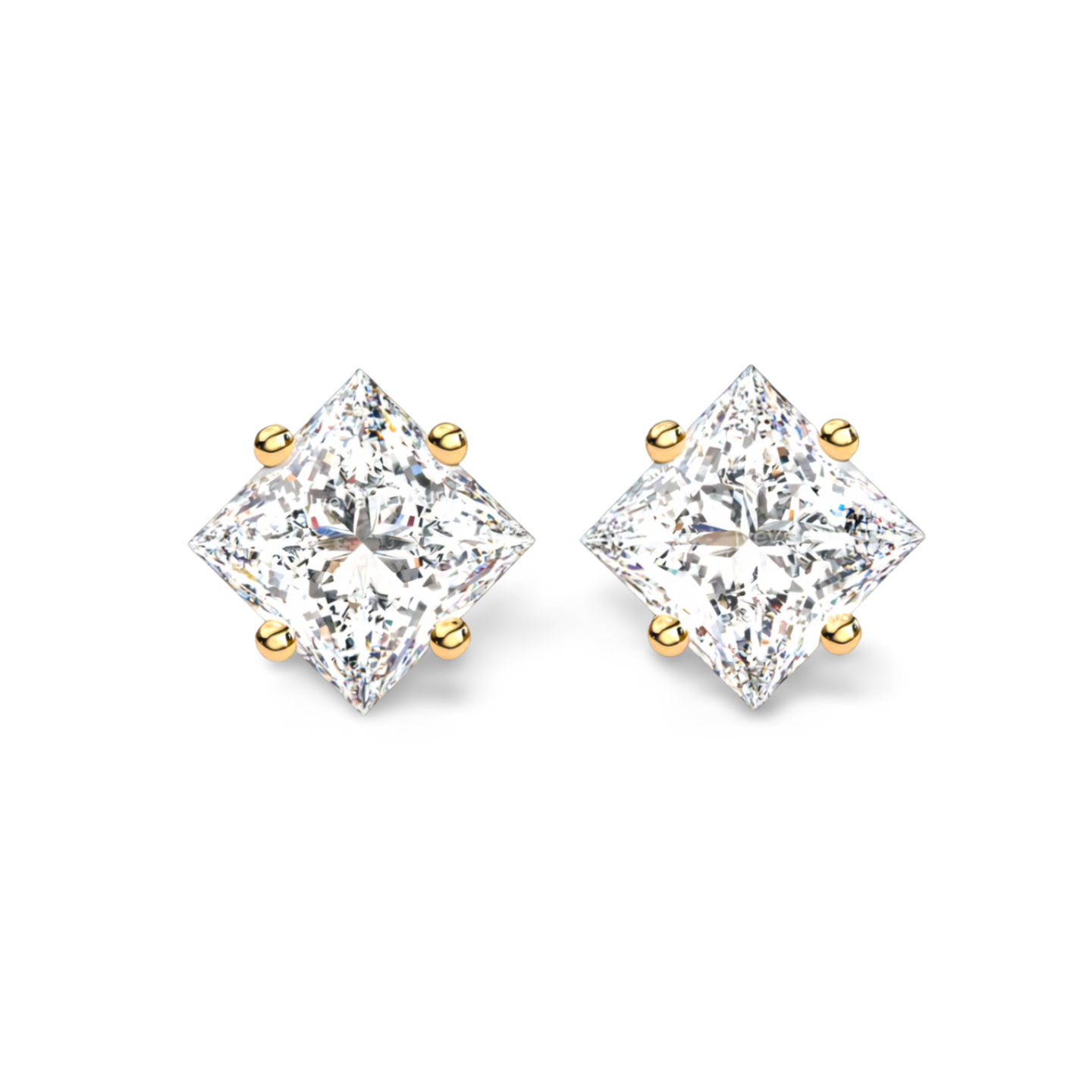 LGD Solitaire Ear Studs (2.10 cts) Princess Stone DCER-1