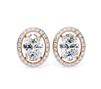 LGD Solitaire Ear Studs (3.44 cts) Oval Stone DCER-17