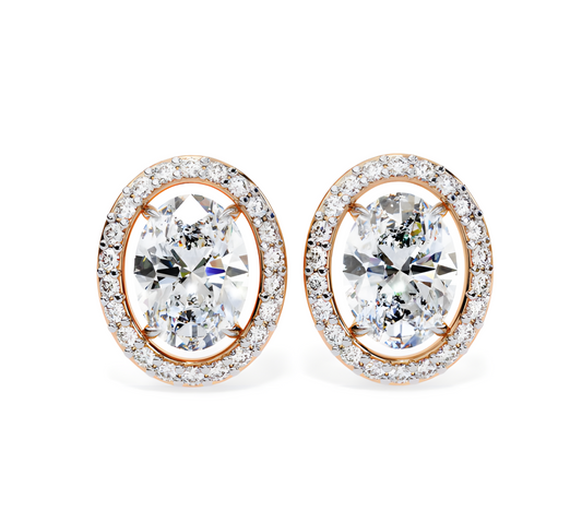 LGD Solitaire Ear Studs (3.44 cts) Oval Stone DCER-17