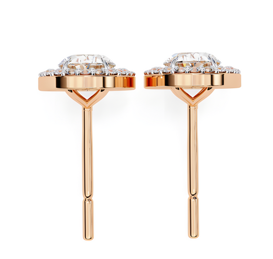 LGD Solitaire Ear Studs (3.44 cts) Oval Stone DCER-17