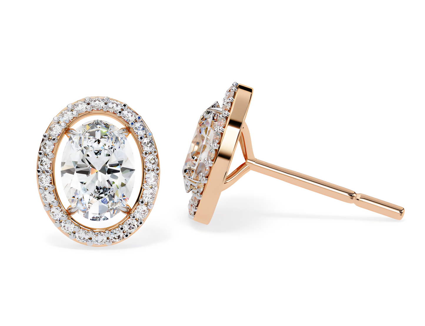 LGD Solitaire Ear Studs (3.44 cts) Oval Stone DCER-17
