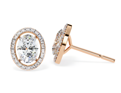 LGD Solitaire Ear Studs (3.44 cts) Oval Stone DCER-17
