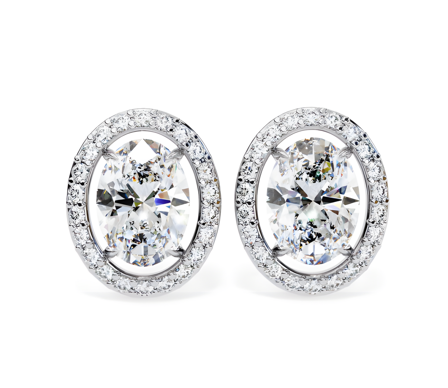 LGD Solitaire Ear Studs (3.44 cts) Oval Stone DCER-17