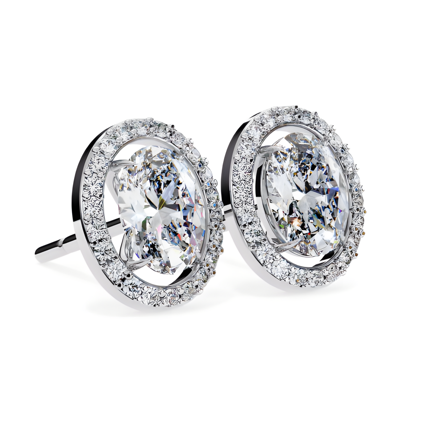 LGD Solitaire Ear Studs (3.44 cts) Oval Stone DCER-17