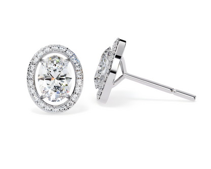 LGD Solitaire Ear Studs (3.44 cts) Oval Stone DCER-17