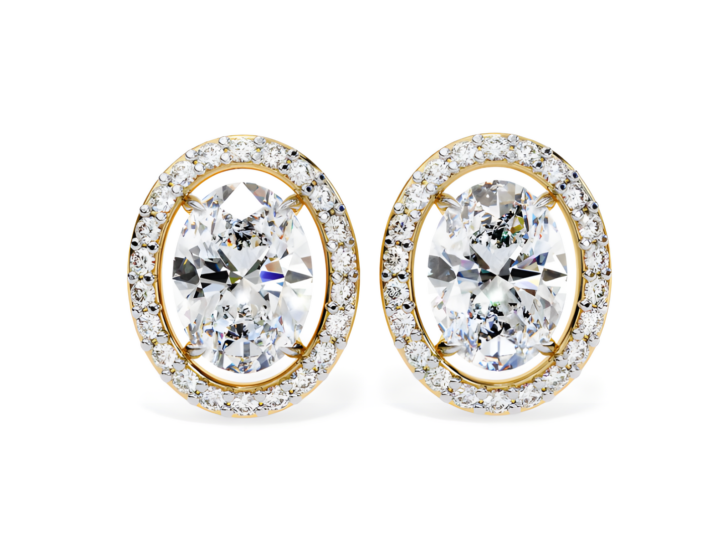 LGD Solitaire Ear Studs (3.44 cts) Oval Stone DCER-17