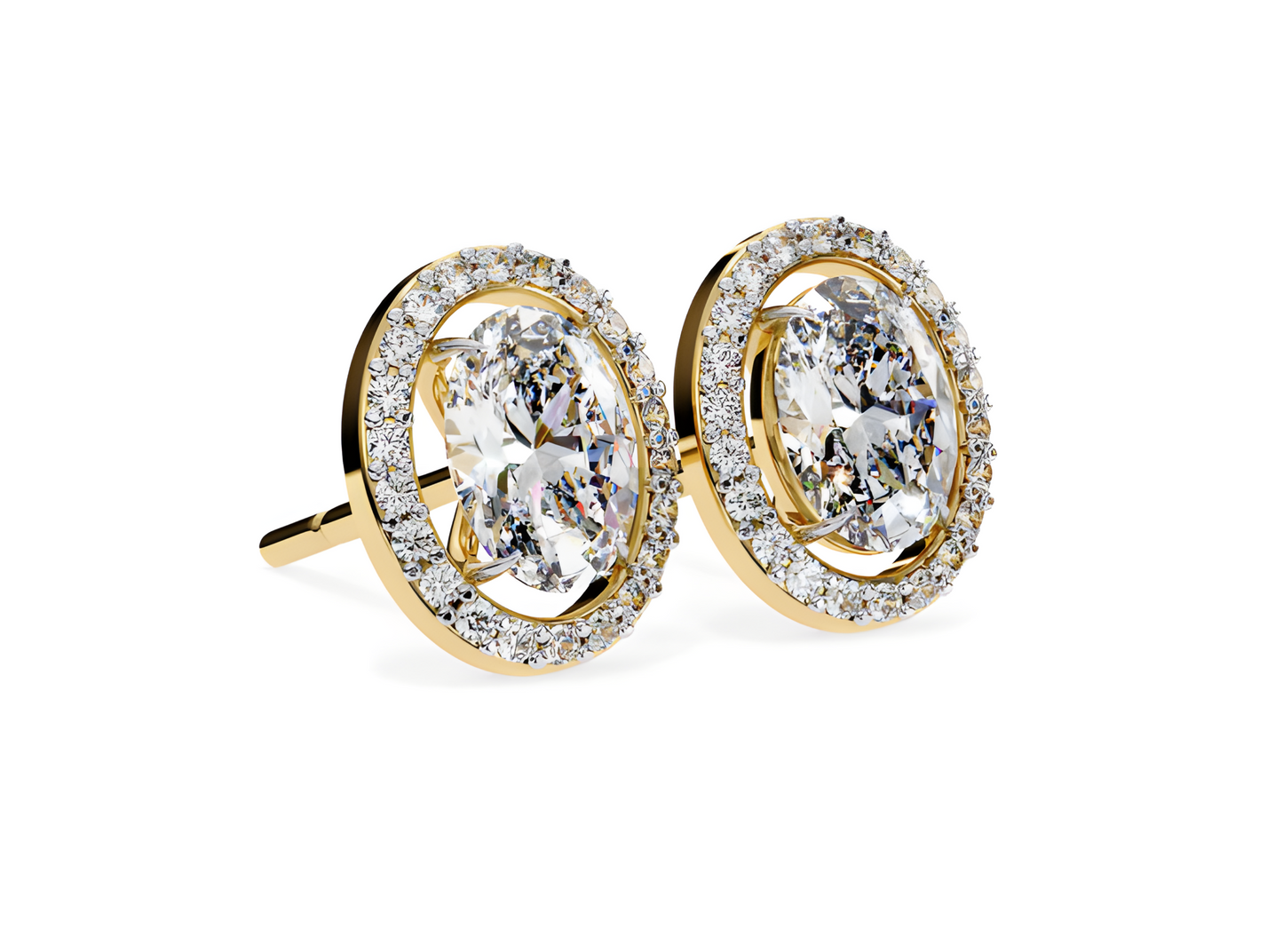 LGD Solitaire Ear Studs (3.44 cts) Oval Stone DCER-17