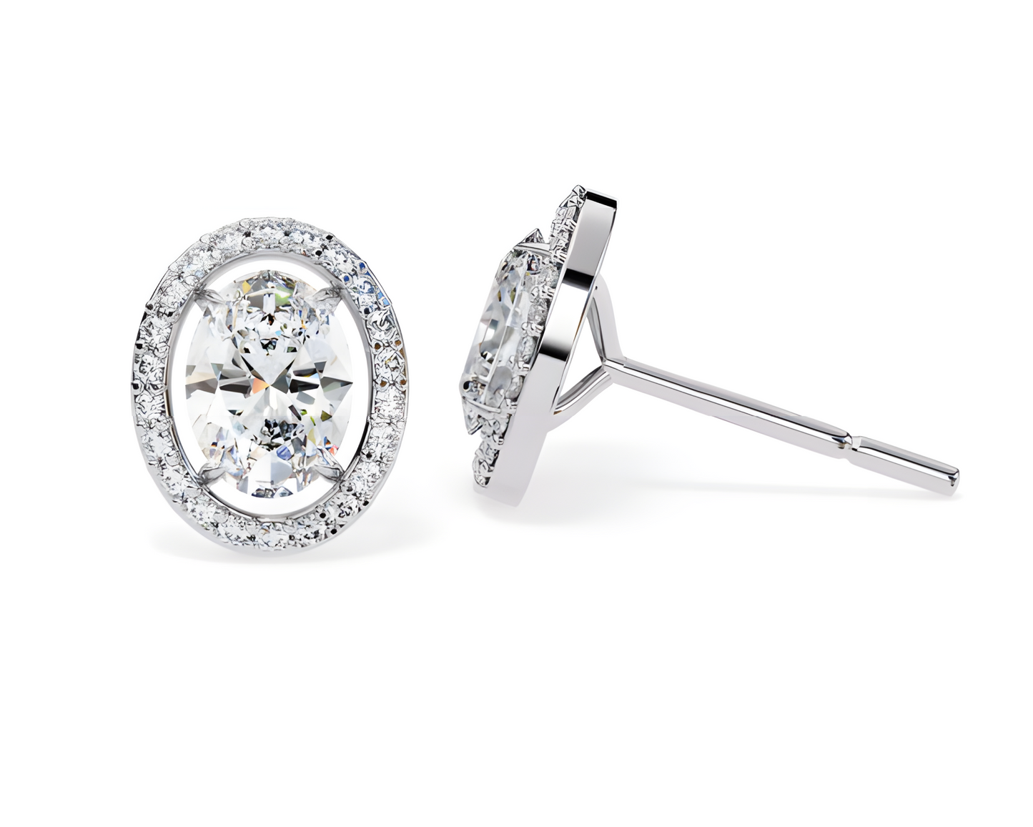 LGD Solitaire Ear Studs (3.44 cts) Oval Stone DCER-17
