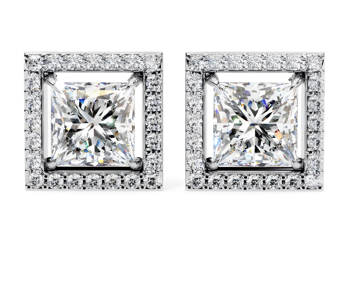 LGD Solitaire Ear Studs (1.58 cts)Princess Stone DCER-19