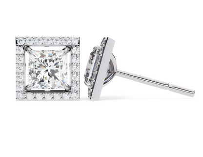 LGD Solitaire Ear Studs (1.58 cts)Princess Stone DCER-19
