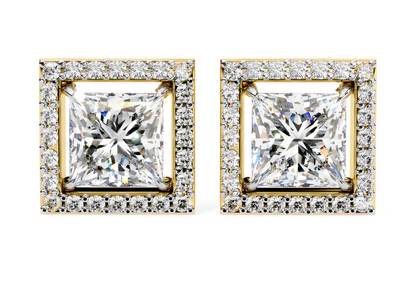 LGD Solitaire Ear Studs (1.58 cts)Princess Stone DCER-19