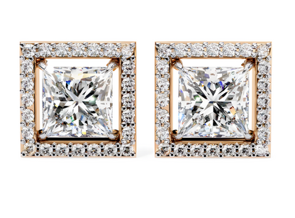 LGD Solitaire Ear Studs (1.58 cts)Princess Stone DCER-19