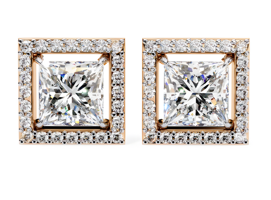 LGD Solitaire Ear Studs (1.58 cts)Princess Stone DCER-19