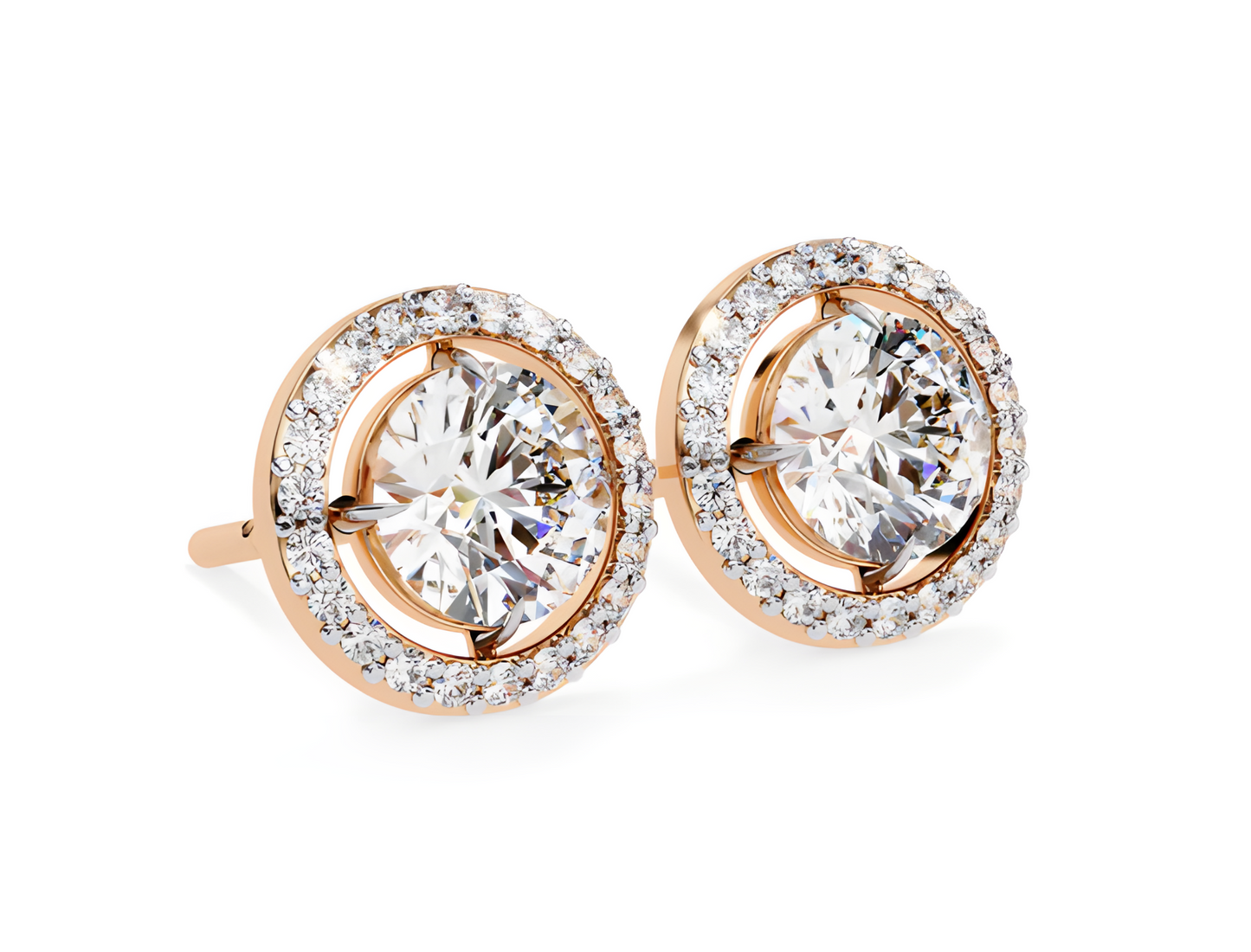 LGD Solitaire Ear Studs (1.82 cts) Round Stone DCER-20