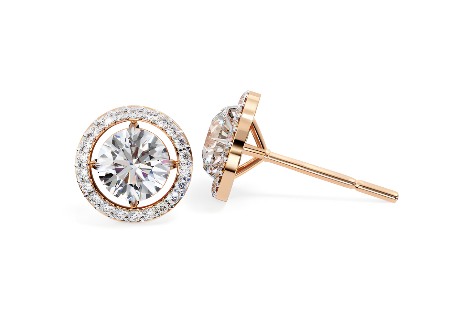 LGD Solitaire Ear Studs (1.82 cts) Round Stone DCER-20