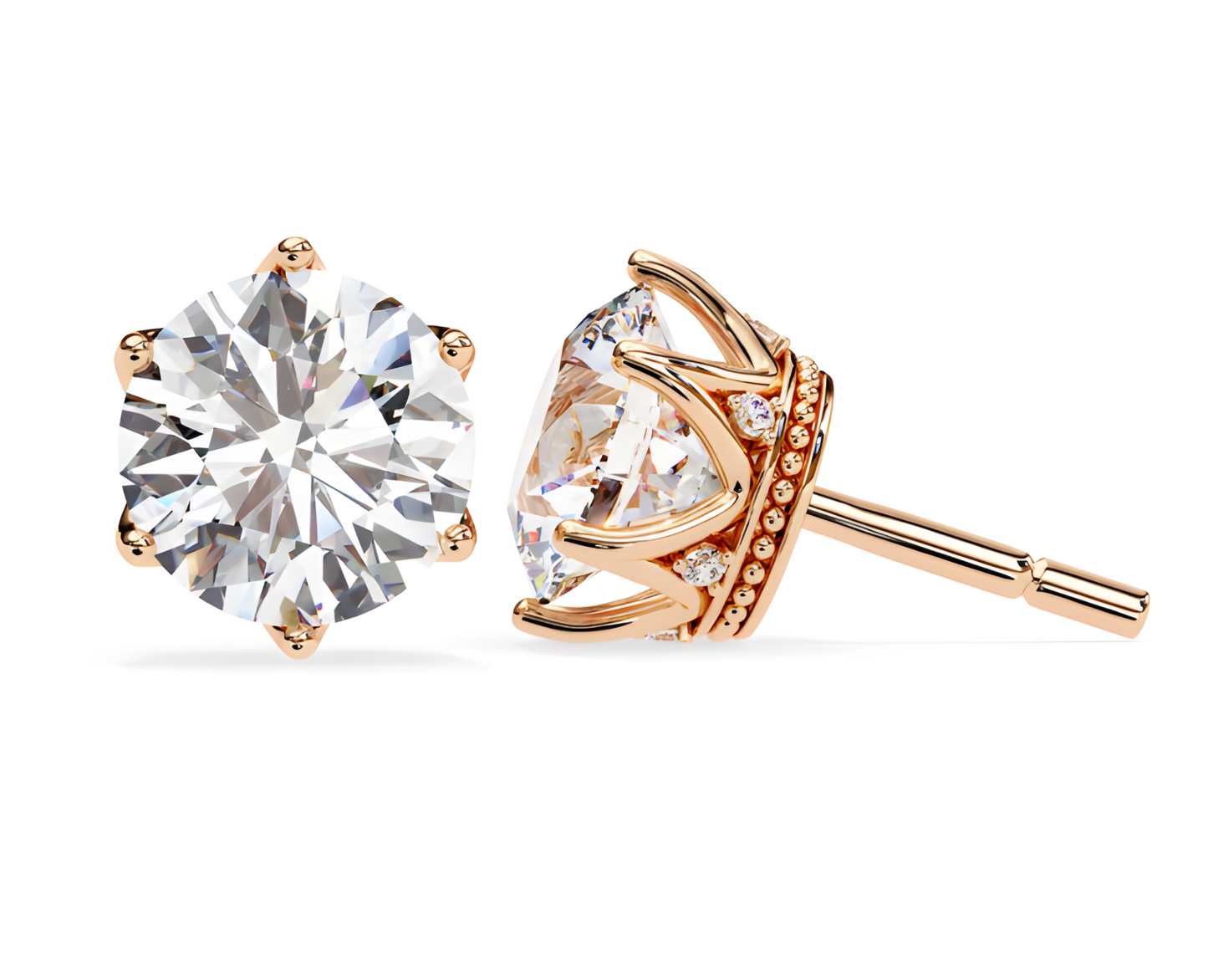 LGD Solitaire Ear Studs (2.54 cts) Round Stone DCER-12
