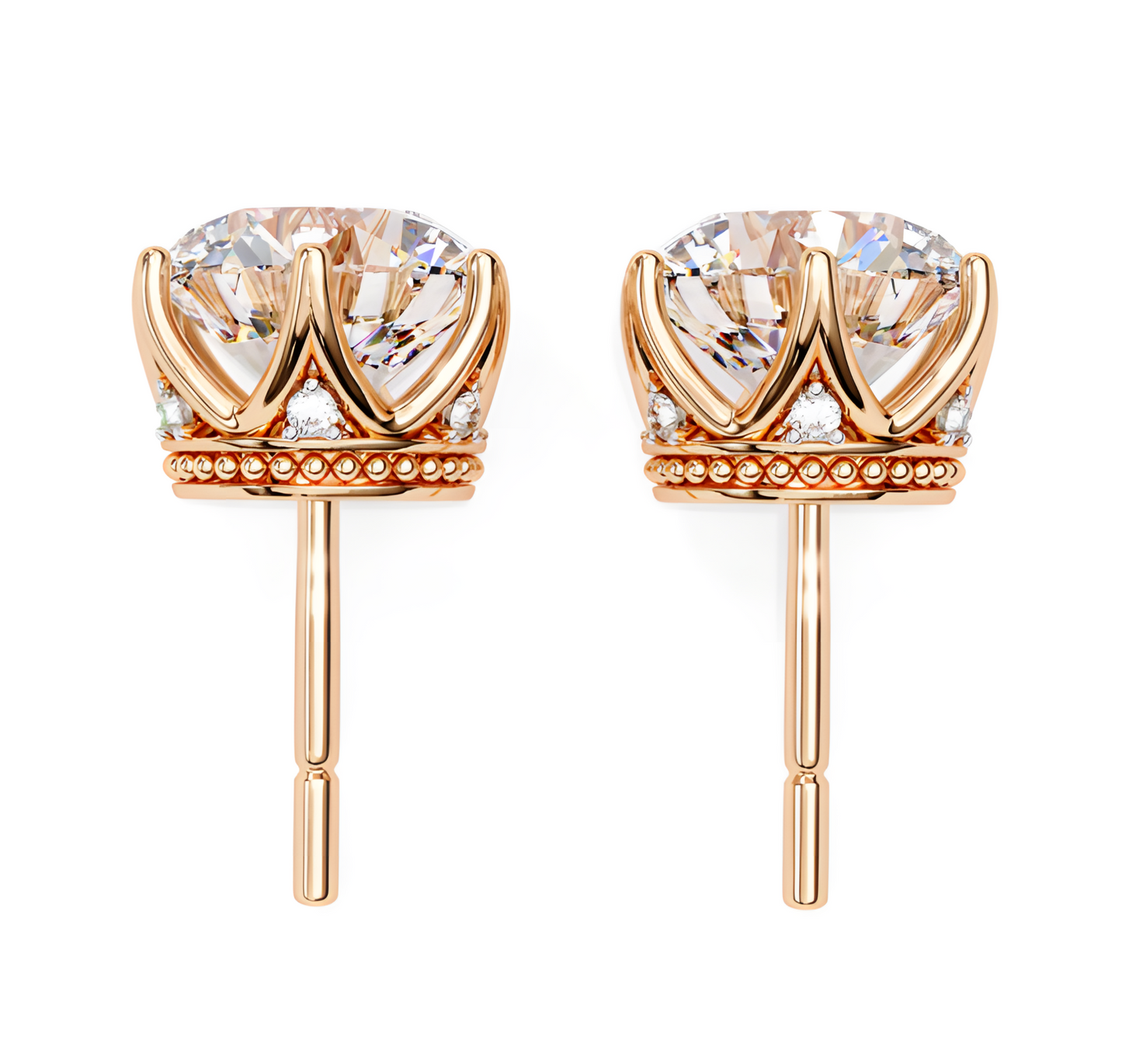 LGD Solitaire Ear Studs (2.54 cts) Round Stone DCER-12