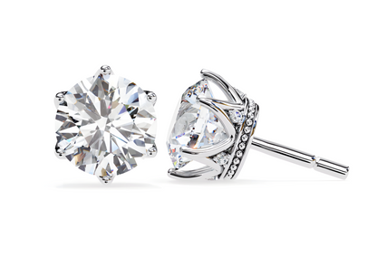 LGD Solitaire Ear Studs (2.54 cts) Round Stone DCER-12