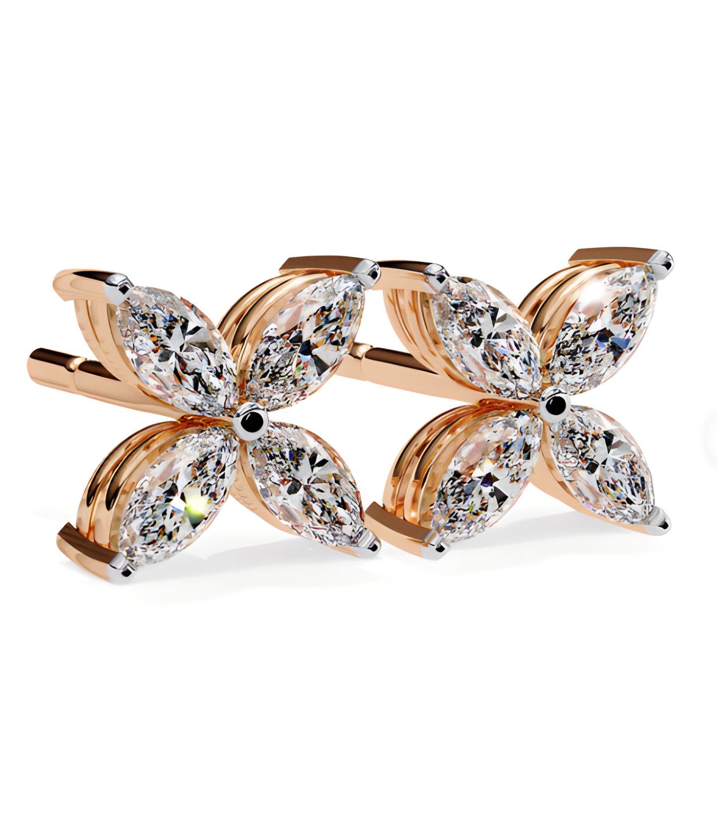 LGD Solitaire Ear Studs (0.88 cts) Marquise Flower Stone DCER-25