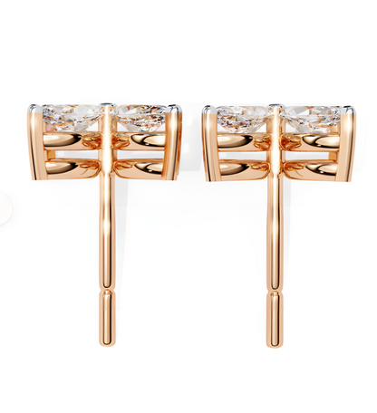 LGD Solitaire Ear Studs (0.88 cts) Marquise Flower Stone DCER-25