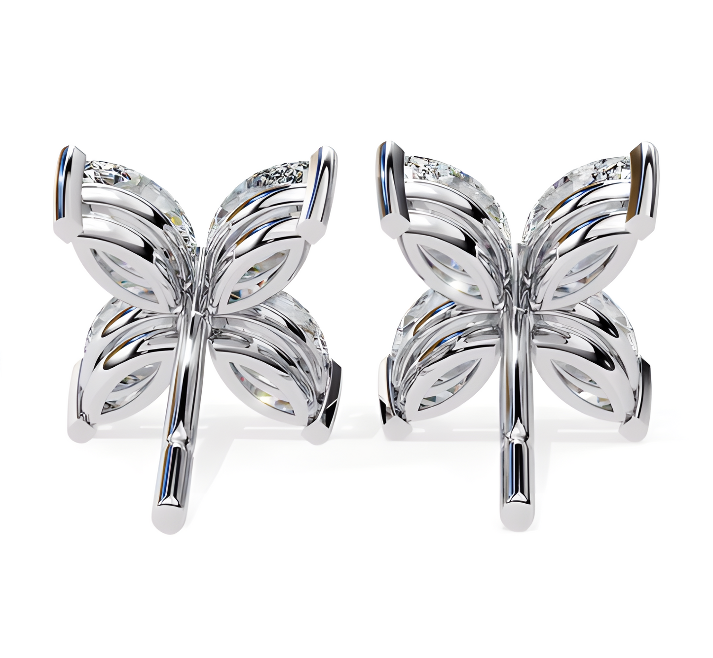 LGD Solitaire Ear Studs (0.88 cts) Marquise Flower Stone DCER-25
