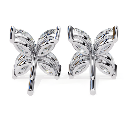 LGD Solitaire Ear Studs (0.88 cts) Marquise Flower Stone DCER-25