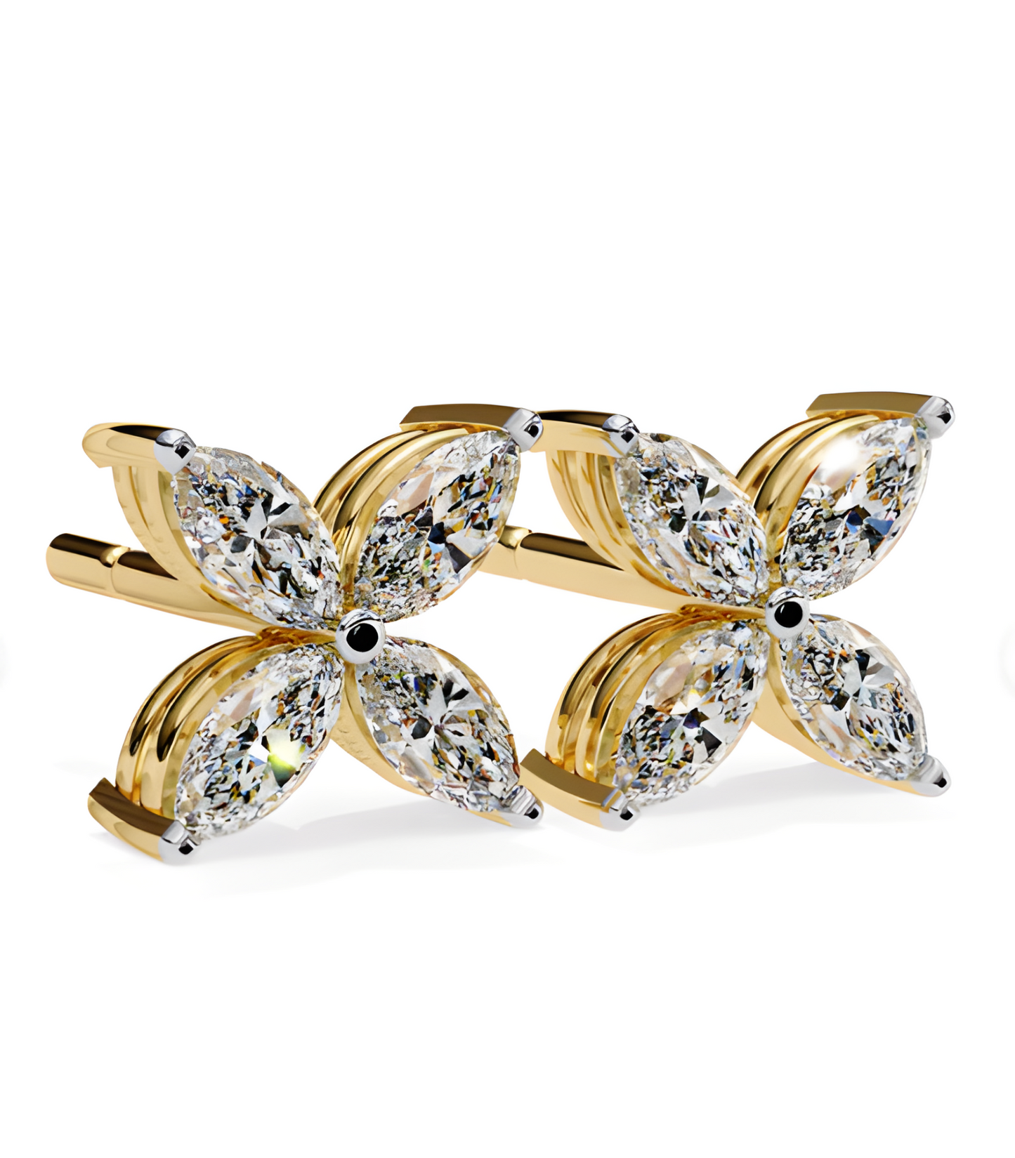 LGD Solitaire Ear Studs (0.88 cts) Marquise Flower Stone DCER-25