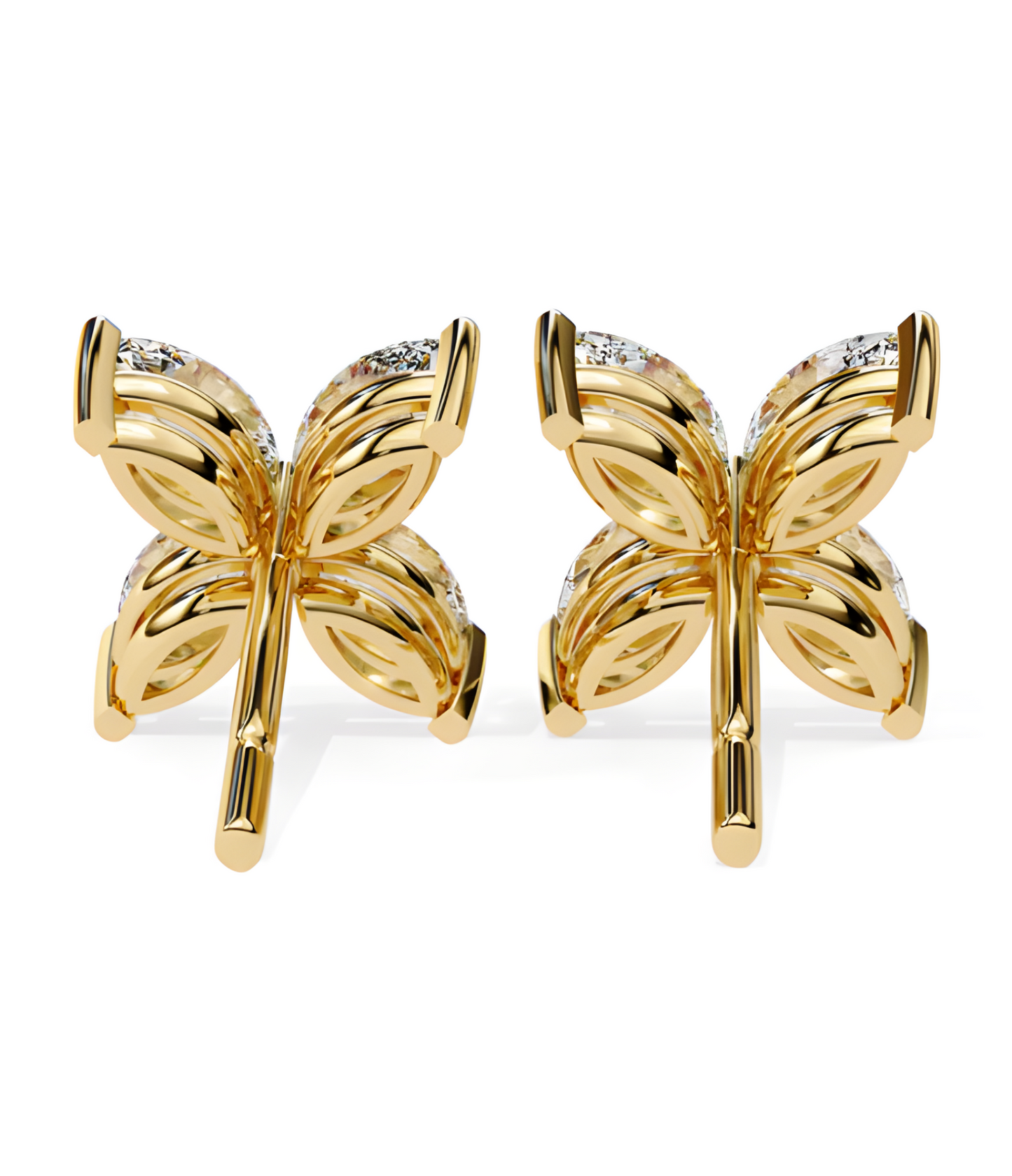 LGD Solitaire Ear Studs (0.88 cts) Marquise Flower Stone DCER-25