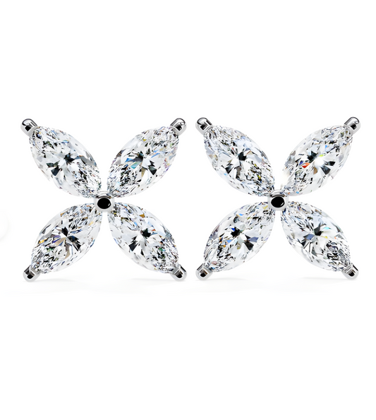 LGD Solitaire Ear Studs (0.88 cts) Marquise Flower Stone DCER-25