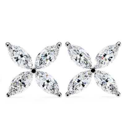 LGD Solitaire Ear Studs (0.88 cts) Marquise Flower Stone DCER-25