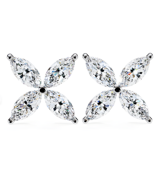 LGD Solitaire Ear Studs (0.88 cts) Marquise Flower Stone DCER-25