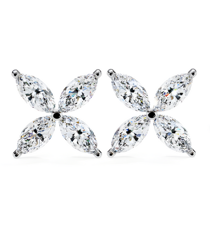 LGD Solitaire Ear Studs (0.88 cts) Marquise Flower Stone DCER-25