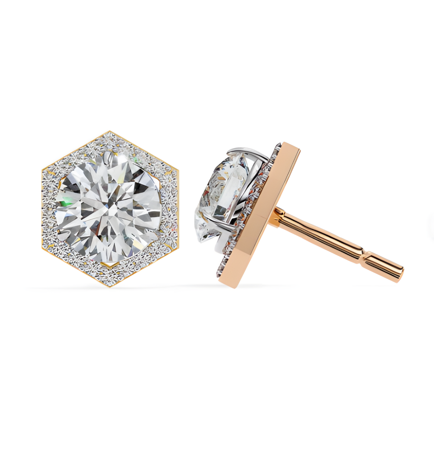 LGD Solitaire Ear Studs (2.36 cts) Hexagonal  DCER-28