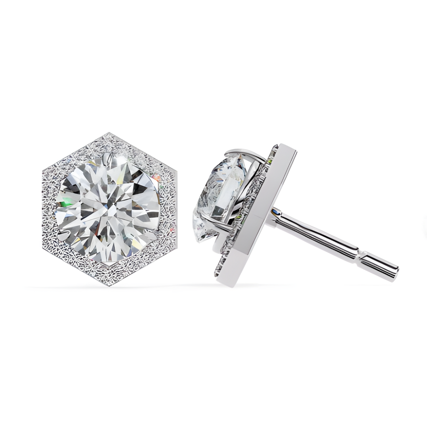 LGD Solitaire Ear Studs (2.36 cts) Hexagonal  DCER-28