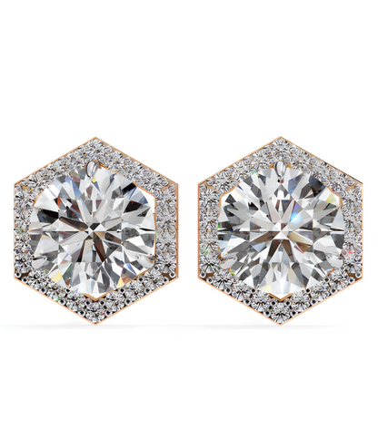 LGD Solitaire Ear Studs (2.36 cts) Hexagonal  DCER-28