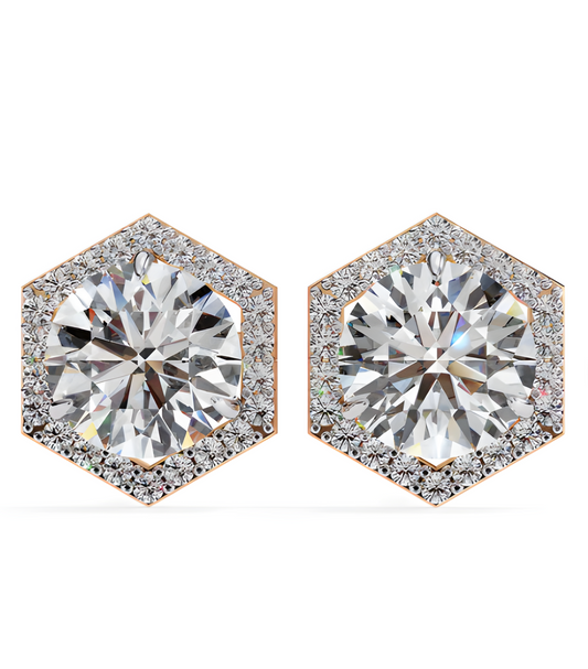 LGD Solitaire Ear Studs (2.36 cts) Hexagonal  DCER-28