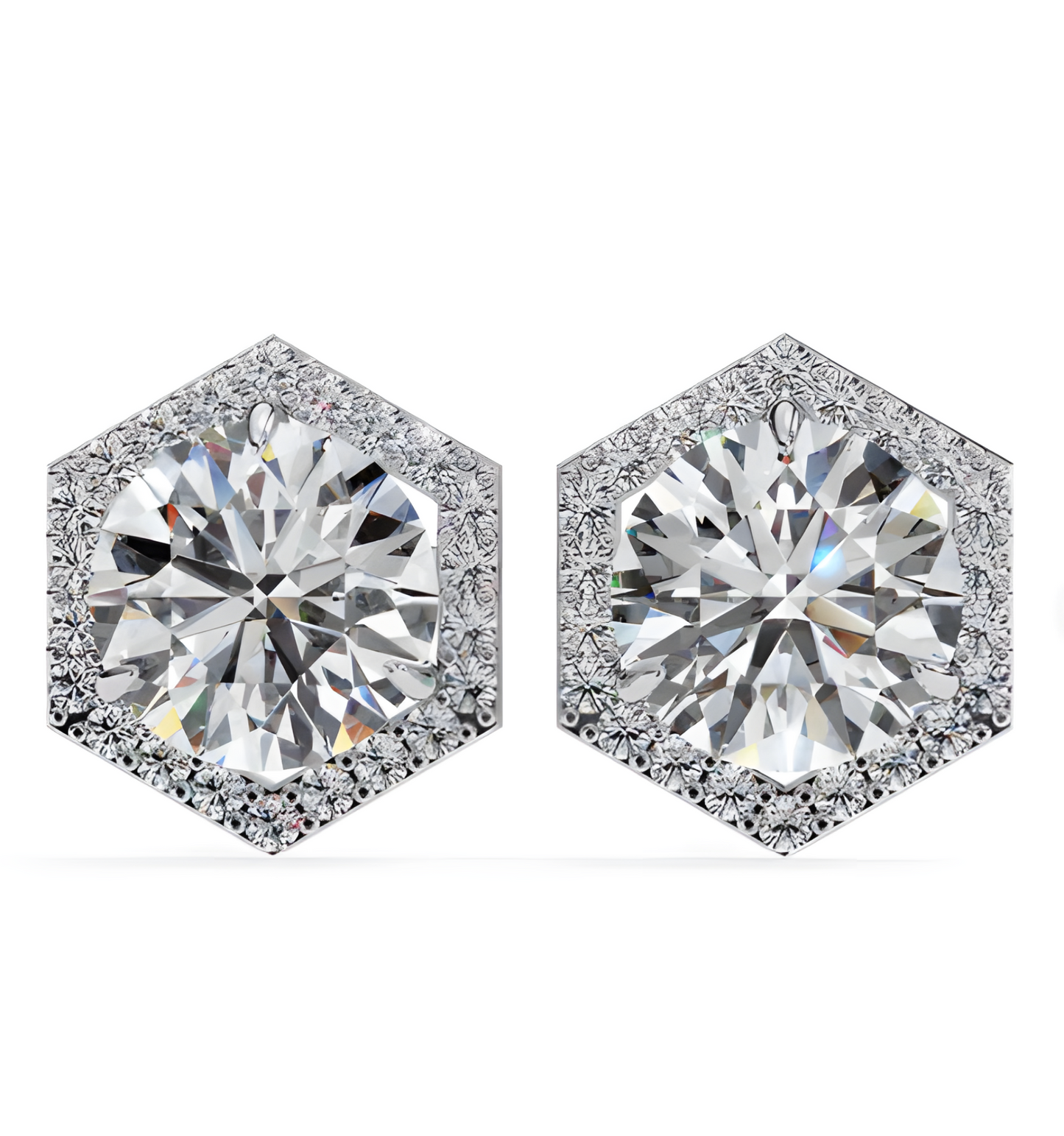 LGD Solitaire Ear Studs (2.36 cts) Hexagonal  DCER-28