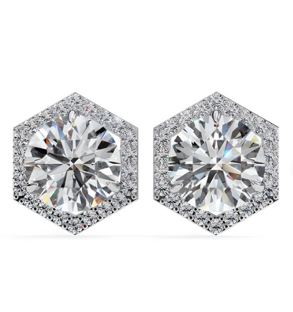 LGD Solitaire Ear Studs (2.36 cts) Hexagonal  DCER-28