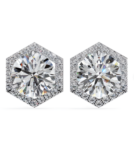 LGD Solitaire Ear Studs (2.36 cts) Hexagonal  DCER-28