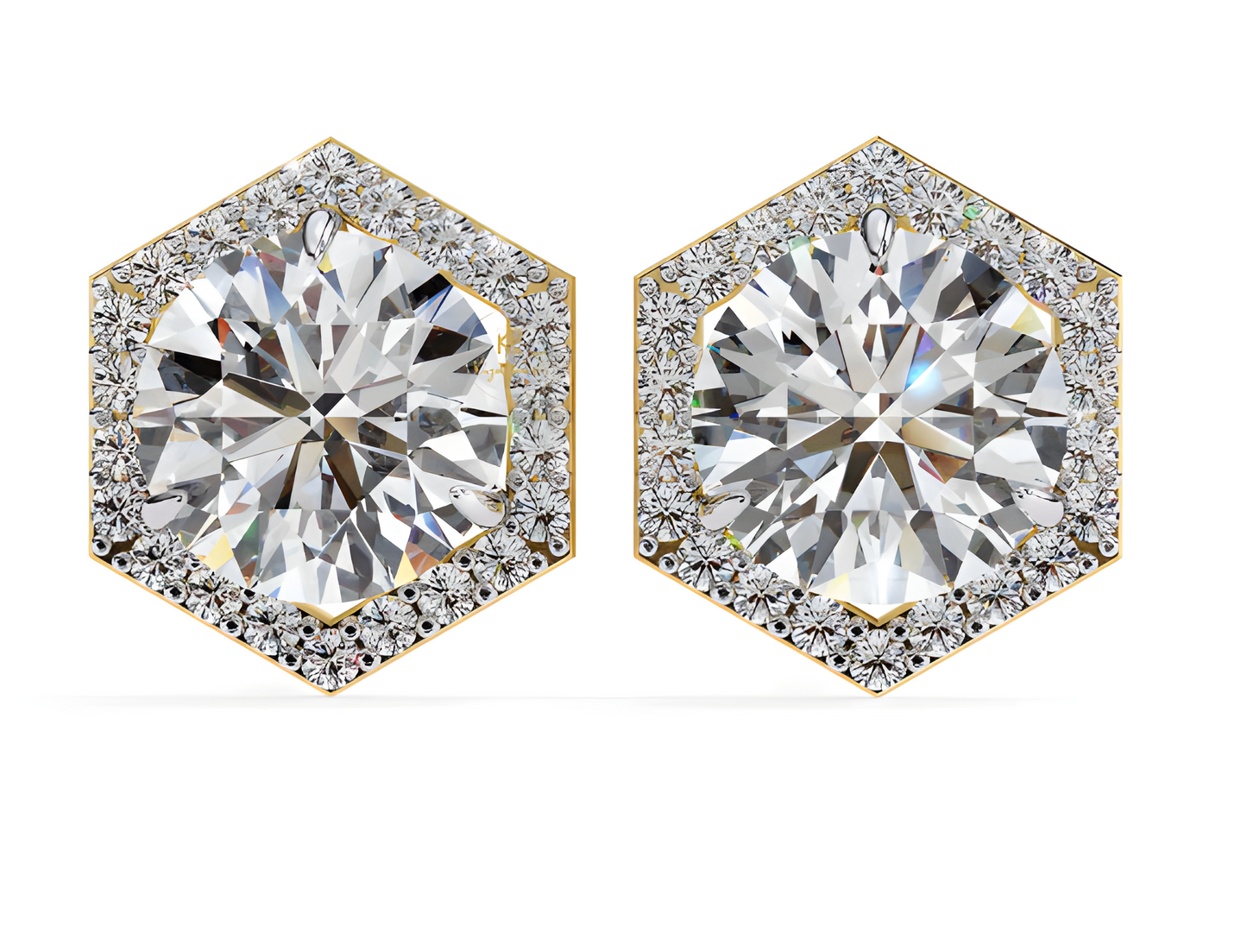 LGD Solitaire Ear Studs (2.36 cts) Hexagonal  DCER-28