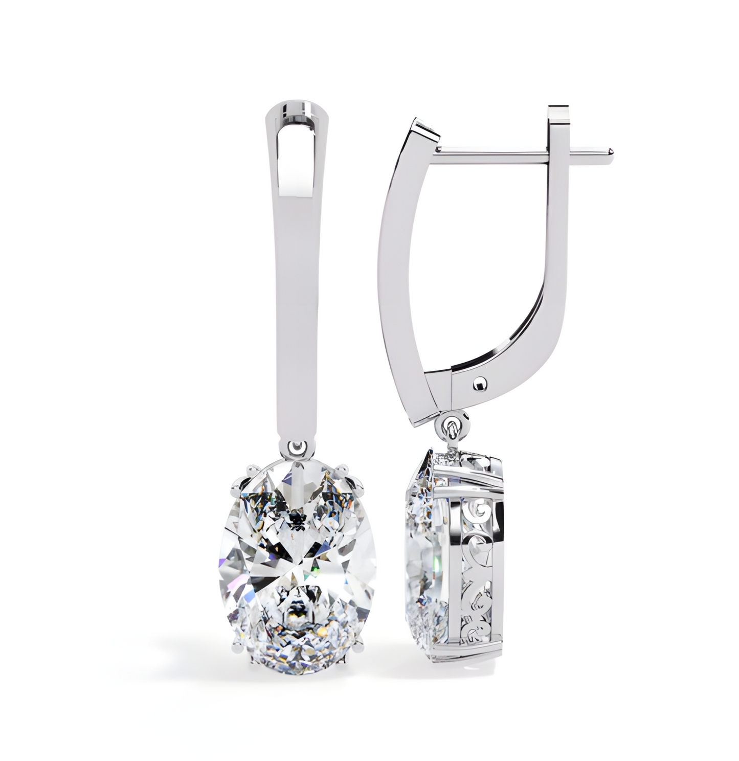 LGD Solitaire Ear Studs (1.62 cts) Oval Stone DCER-34