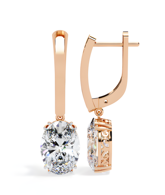 LGD Solitaire Ear Studs (1.62 cts) Oval Stone DCER-34