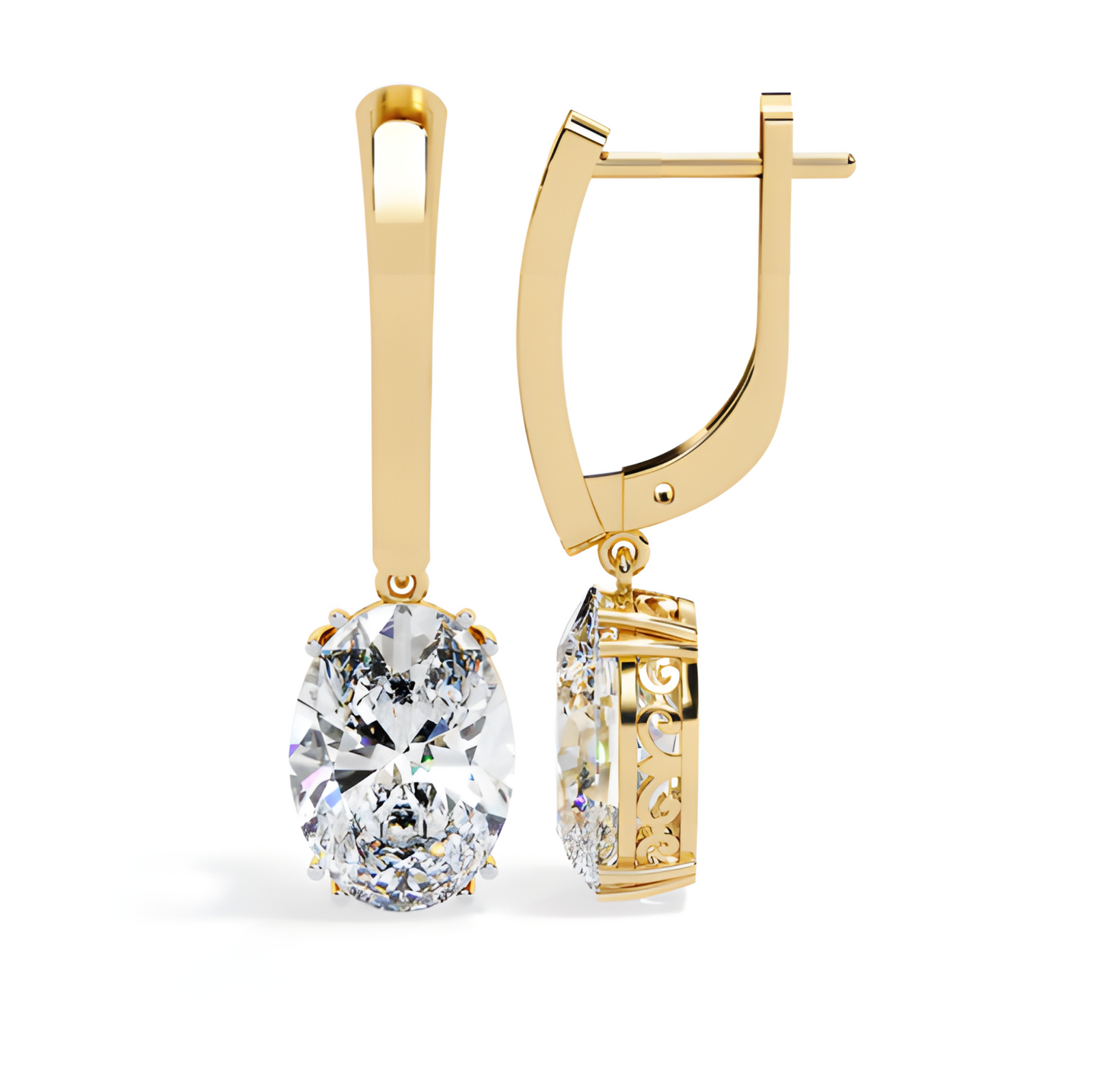 LGD Solitaire Ear Studs (1.62 cts) Oval Stone DCER-34