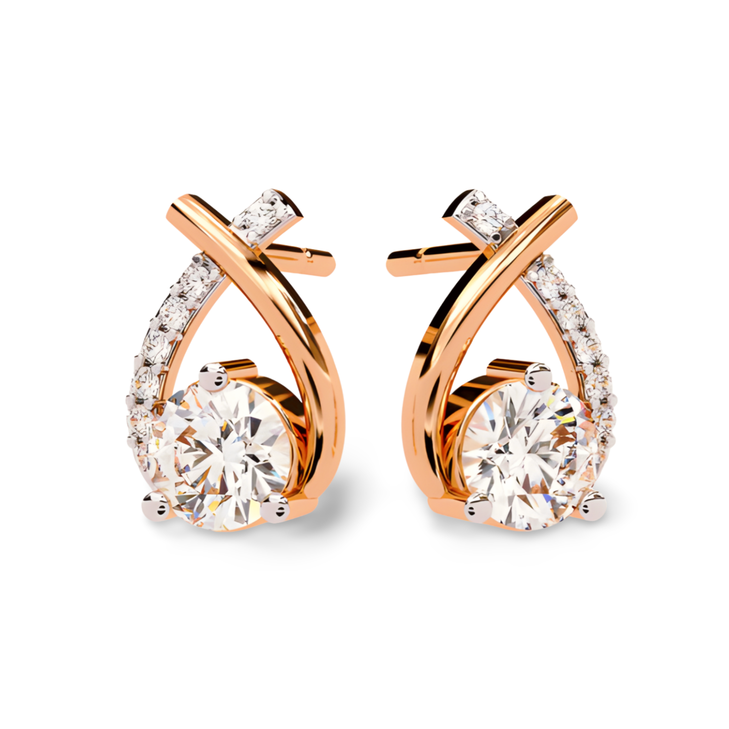 LGD Solitaire Ear Studs (1.33 cts) Round Stone DCER-40